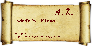 Andrásy Kinga névjegykártya