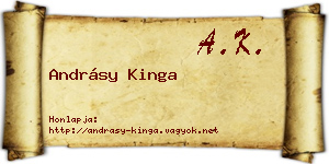 Andrásy Kinga névjegykártya